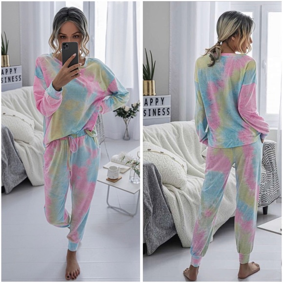 Rainbow tie dye lounge set - Picture 3 of 5